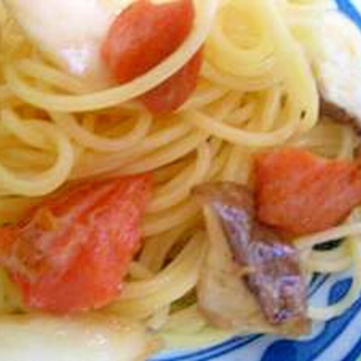キノコと鮭のスパゲティ